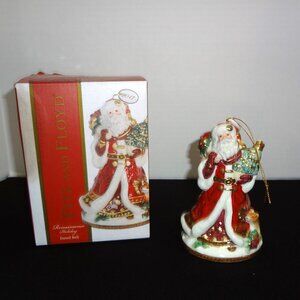 In Box- 2017 Fitz & Floyd Damask Santa Holiday Ornament
